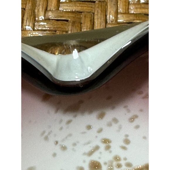 Murano Art Glass Bowl  Freeform Pink Black Purple White And Gold Swirl Design - Picture 10 of 11